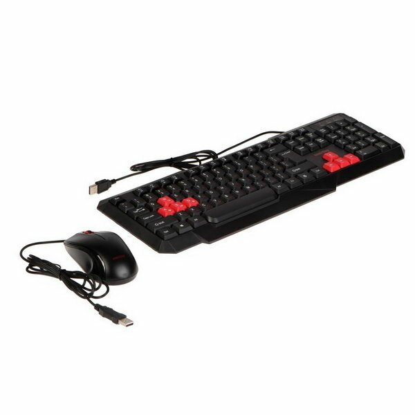 Комплект клавиатура и мышь ONE, проводной, мембранный,1200 dpi,USB, черный