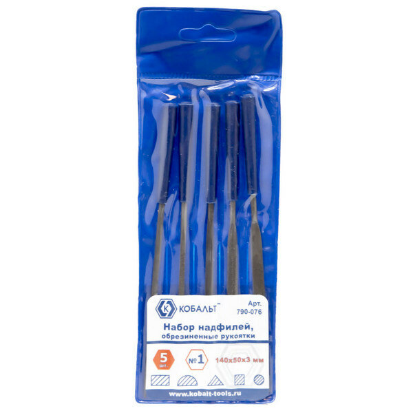 фото Кобальт Набор надфилей № 1, 140х 50х3 мм, обрезиненные рукоятки чехол