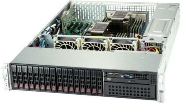 Сервер Supermicro SuperServer 2029P-C1RT без процессора/без ОЗУ/без накопителей/количество отсеков 25" hot swap: 16/2 x 1200 Вт/LAN 10 Гбит/c