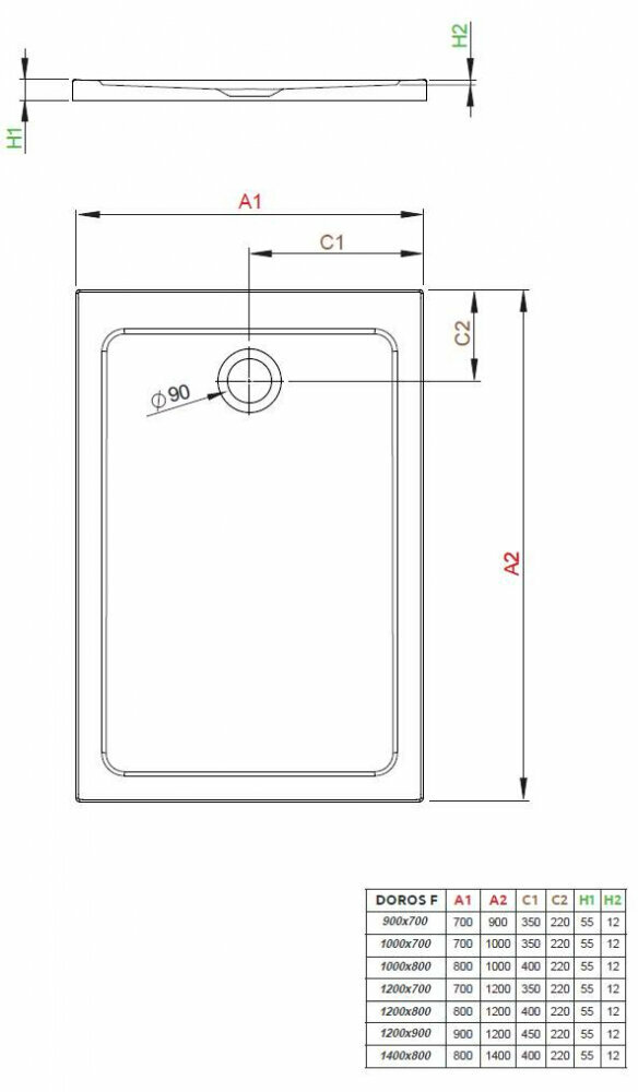   Radaway Doros F 140x80, SDRF1480-01