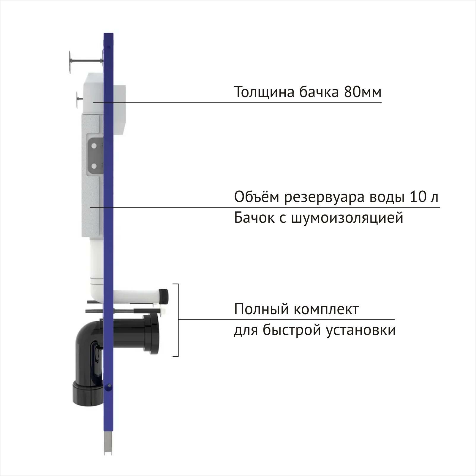 Комплект BERGES: инсталляция NOVUM, кнопка F5 черная SoftTouch, унитаз ALBIT S, сидение дюропласт Top Slim SO - фотография № 4