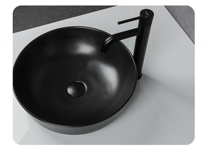 раковина для ванной к столешнице.накладная. Gappo GT105-8 ,чёрный (415*415*135mm) - фотография № 13