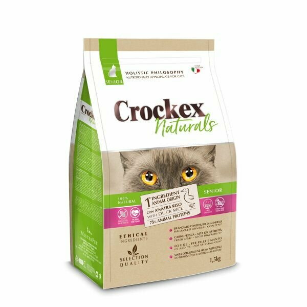Crockex сухой корм для пожилых кошек, утка и рис - фотография № 1