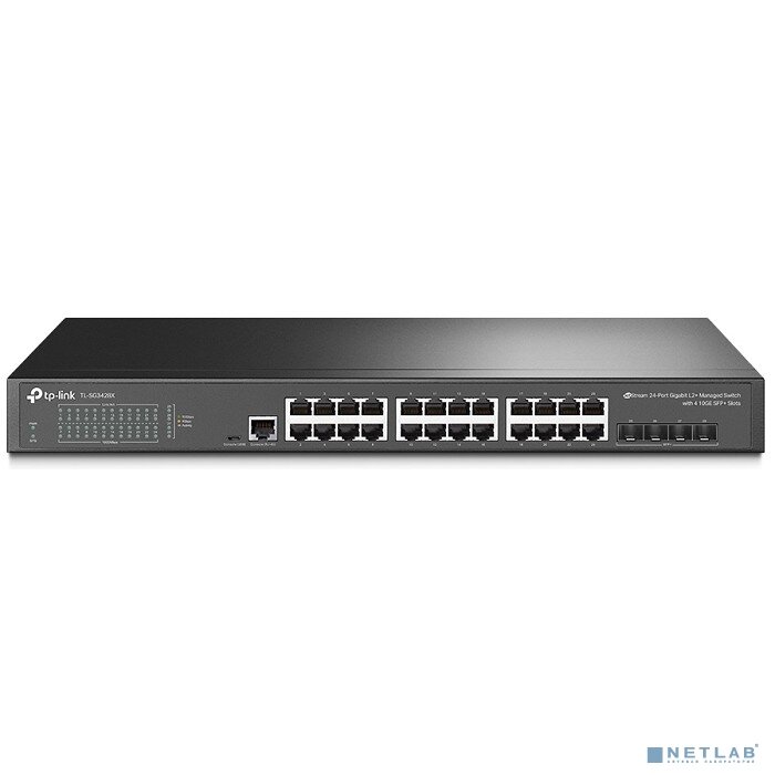 TP-Link SMB Сетевое оборудование TP-Link TL-SG3428X-UPS JetStream 24 портовый гигабитный управляемый коммутатор уровня 2+ с 4 слотами SFP+ 10GE и источником бесперебойного питания