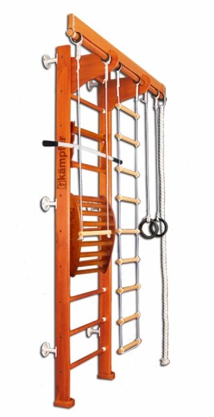 Деревянная шведская стенка Kampfer Wooden ladder Maxi wall тренажер для спины, 2 турника, натуральное дерево, высота 243 см №3 Классический (белый)