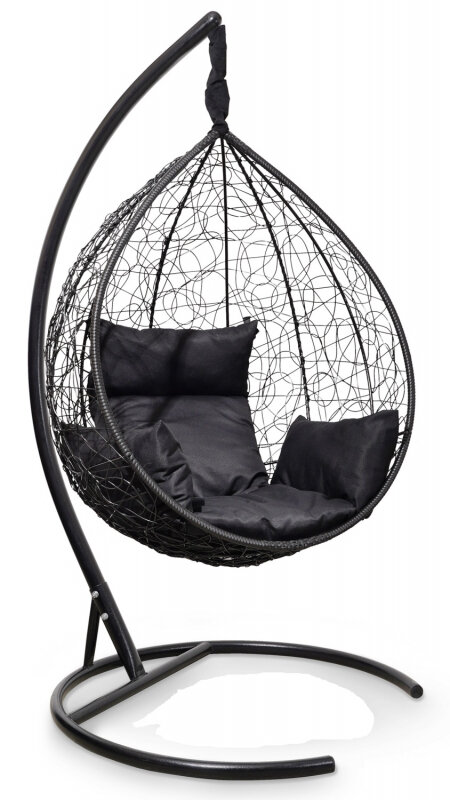 Подвесное кресло кокон LAURA OUTDOOR SEVILLA черное + черная подушка - фотография № 1