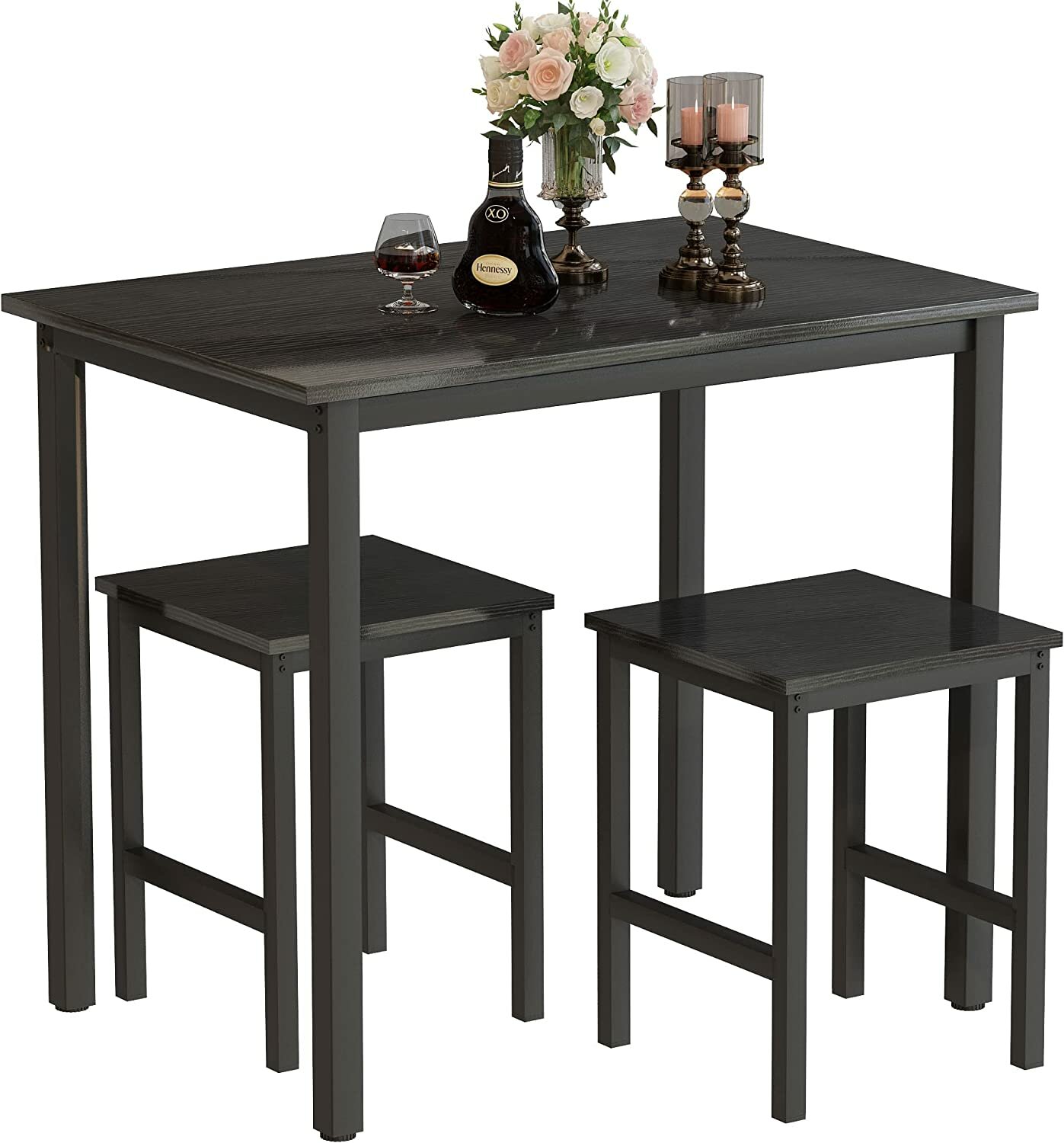 Комплект обеденной мебели Челси черный из 3-х предметов в стиле Лофт (1 стол /2 стула) - фотография № 5