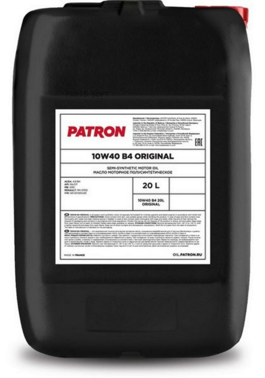 Масло моторное PATRON Original полусинт. 10W-40 20л. PATRON / арт. 10W40B420LORIGINAL - (1 шт)