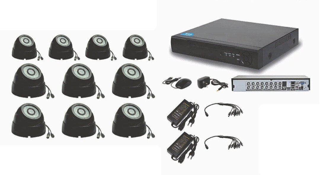 Готовый AHD комплект видеонаблюдения на 10 внутренних камер 5мП c ИК подсветкой до 20м