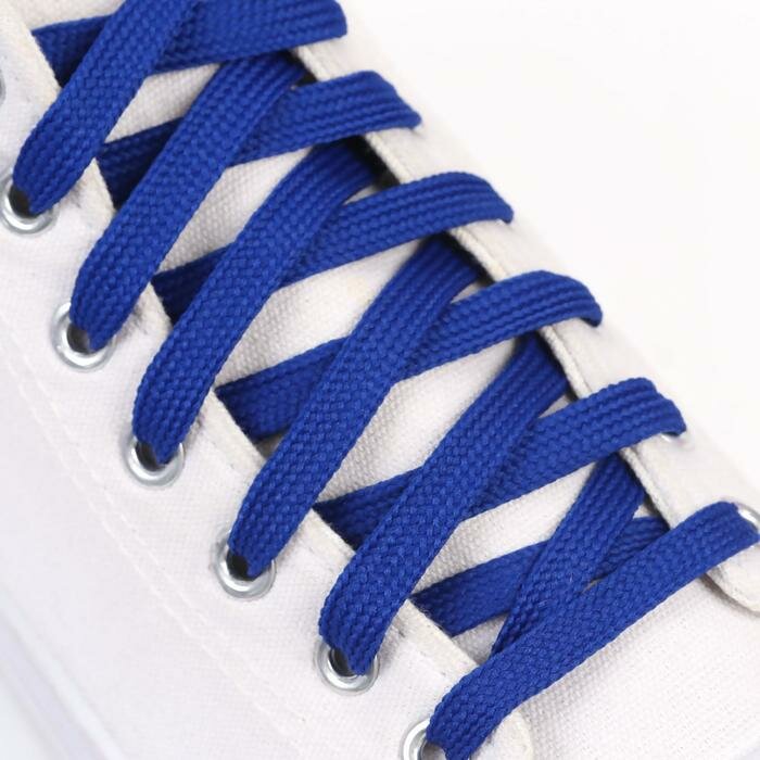 Шнурки для обуви, пара, плоские, 7 мм, 120 см, цвет синий - фотография № 1