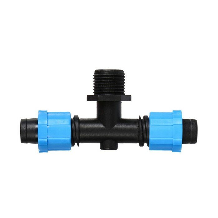 фото Соединитель Т-образный для капельной ленты, 1/2" (12 мм) — 16 мм — 16 мм, пластик