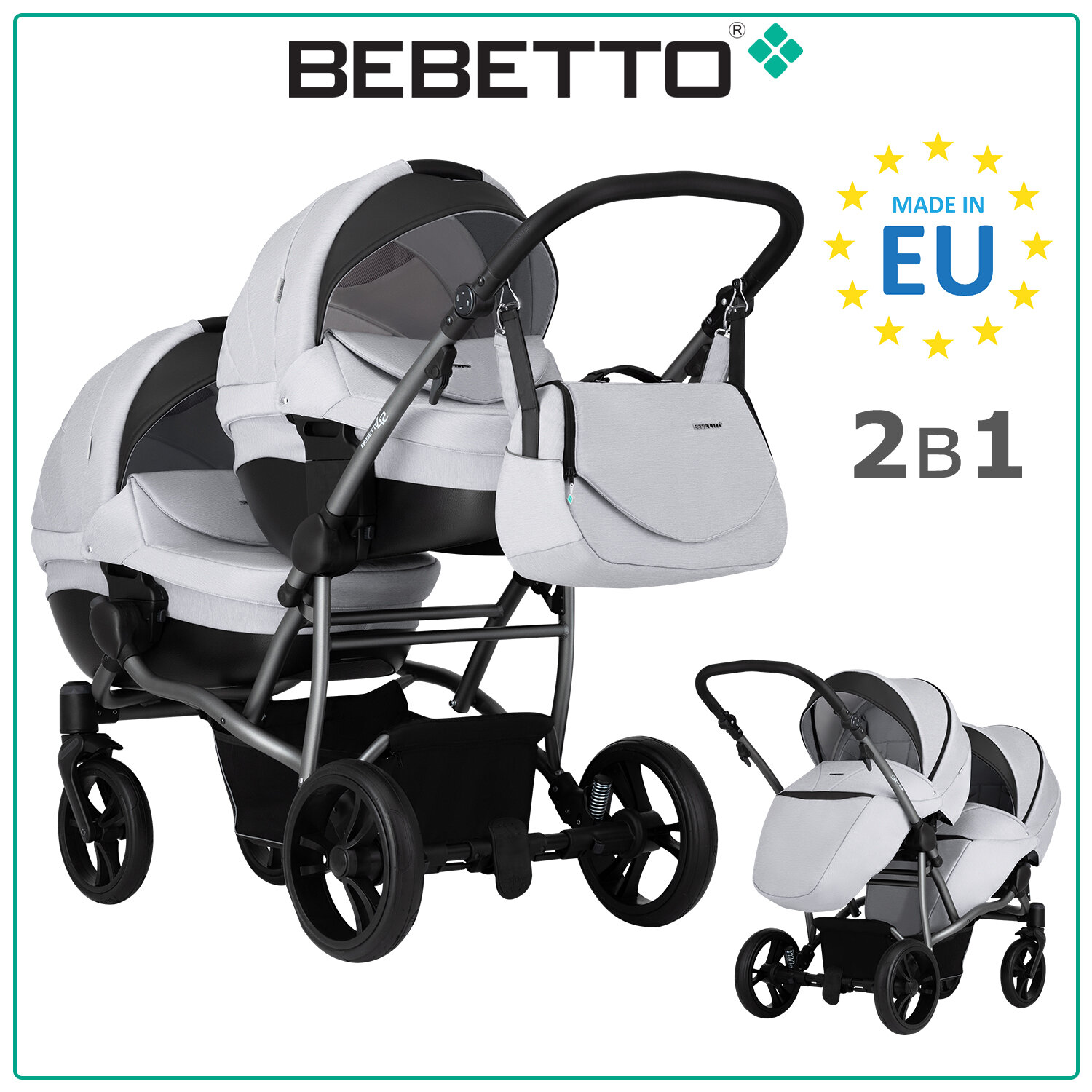 Коляска для двойни Bebetto42 Comfort (2 в 1) 03_GRF