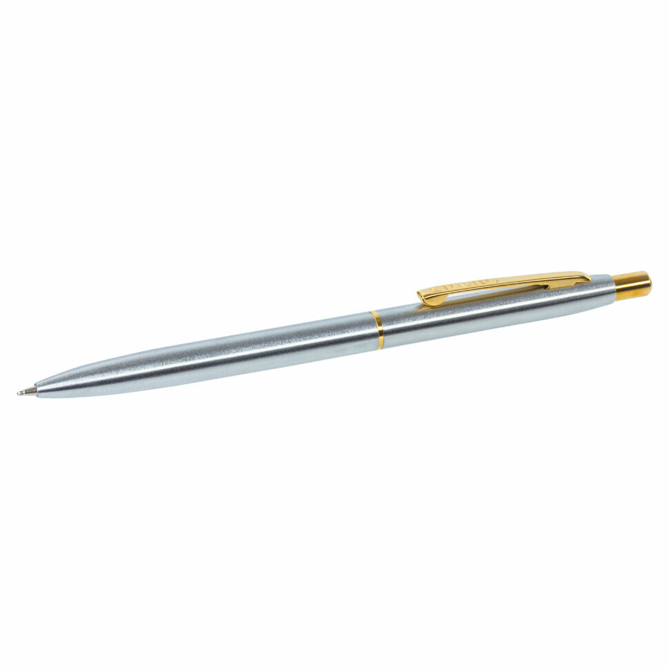 Ручка подарочная шариковая BRAUBERG Brioso, синяя, корпус серебристый с золотистыми деталями, линия письма 0,5 мм, 143463, 143463 - фотография № 4
