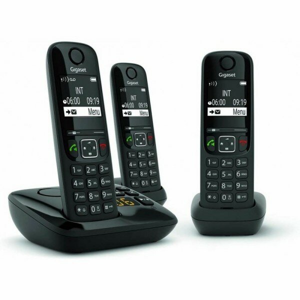 Радиотелефон DECT Gigaset AS690A TRIO RUS Black (3 трубки в комплекте) чёрный