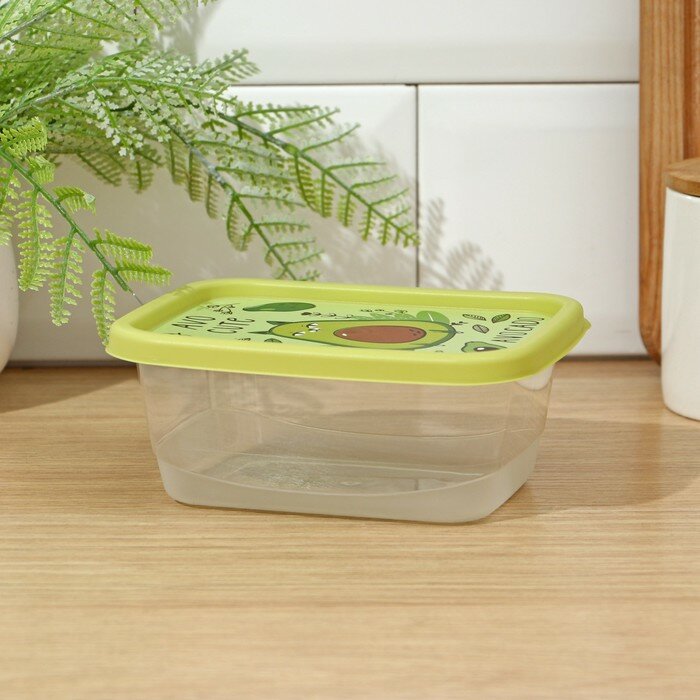 Контейнер для продуктов, прямоугольный, 0,5 л, с декором, цвет салатовый - фотография № 3