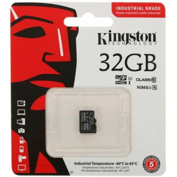 Память MicroSDHC 032Gb Kingston Class10 UHS-I без адапт Industrial R/W 90/35 MB/s (SDCIT/32GBSP)