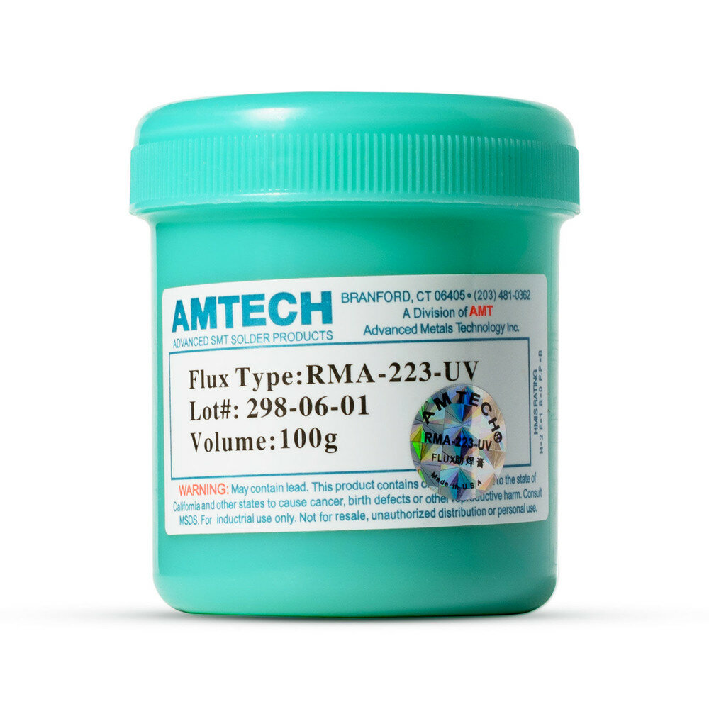 Флюс гель универсальный безотмывочный, для пайки микросхем и компонентов Amtech Flux RMA-223-UV (100g) - фотография № 1