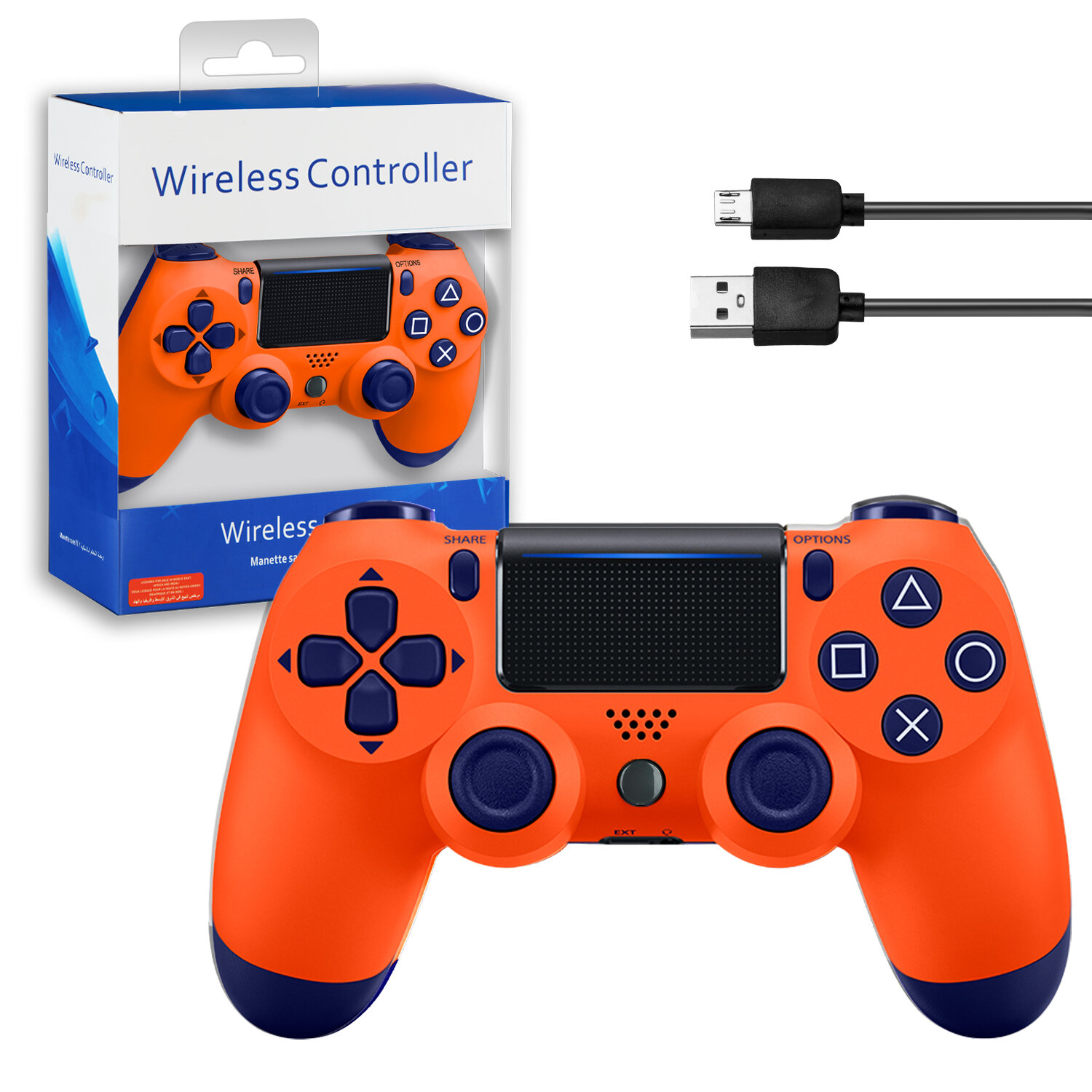 Джойстик для PS4 беспроводной AA оранжевый (no logo)