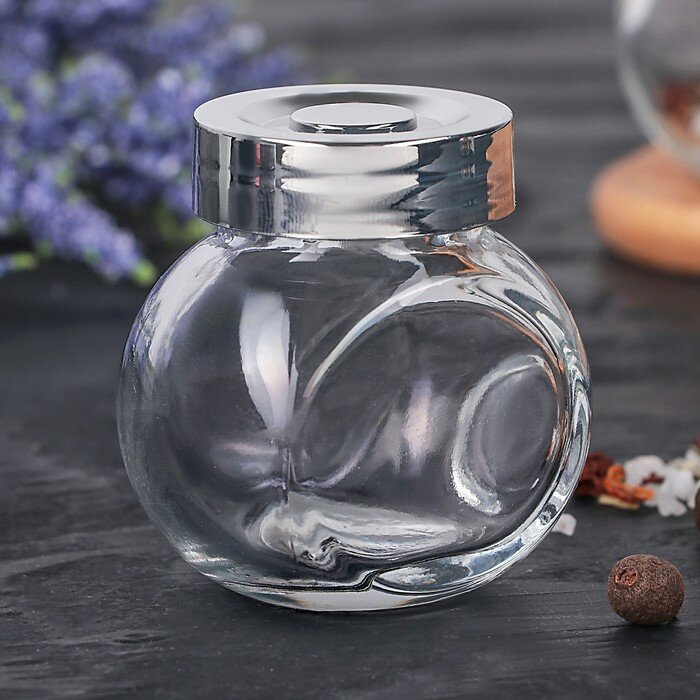 фото Баночка стеклянная для специй Доляна «Блеск», 200 мл, 8×6×8,3 см