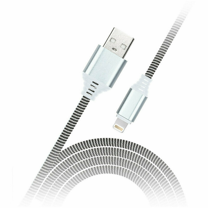 Кабель Smartbuy iK-12NS, USB2.0 (A) - microUSB (B), в оплетке, 2A output, 1м, белый, черный, 321349