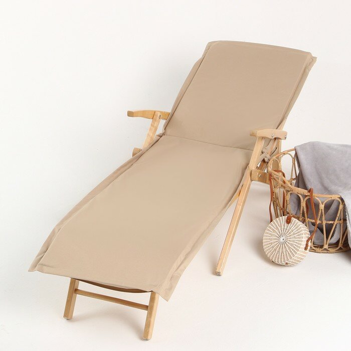 фото Подушка на шезлонг Этель 55х190+2 см, цвет бежевый, оксфорд с вмго, 100% полиэстер