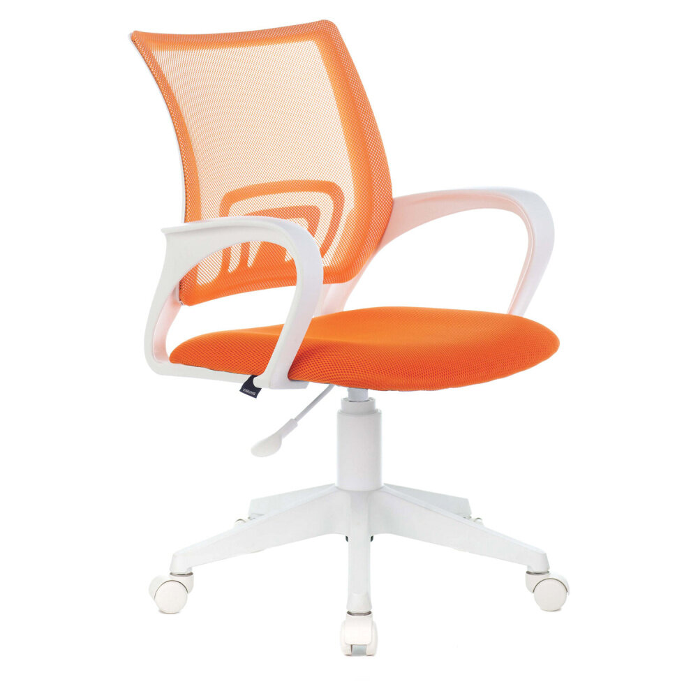 Кресло BRABIX "Fly MG-396W" с подлокотниками пластик белый сетка оранжевое 532401 MG-396W_532401