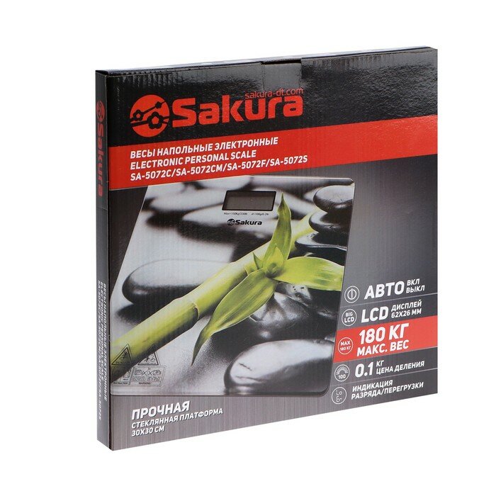 Напольные весы SAKURA Весы напольные Sakura SA-5072S, электронные, до 180 кг, рисунок "бамбук" - фотография № 5