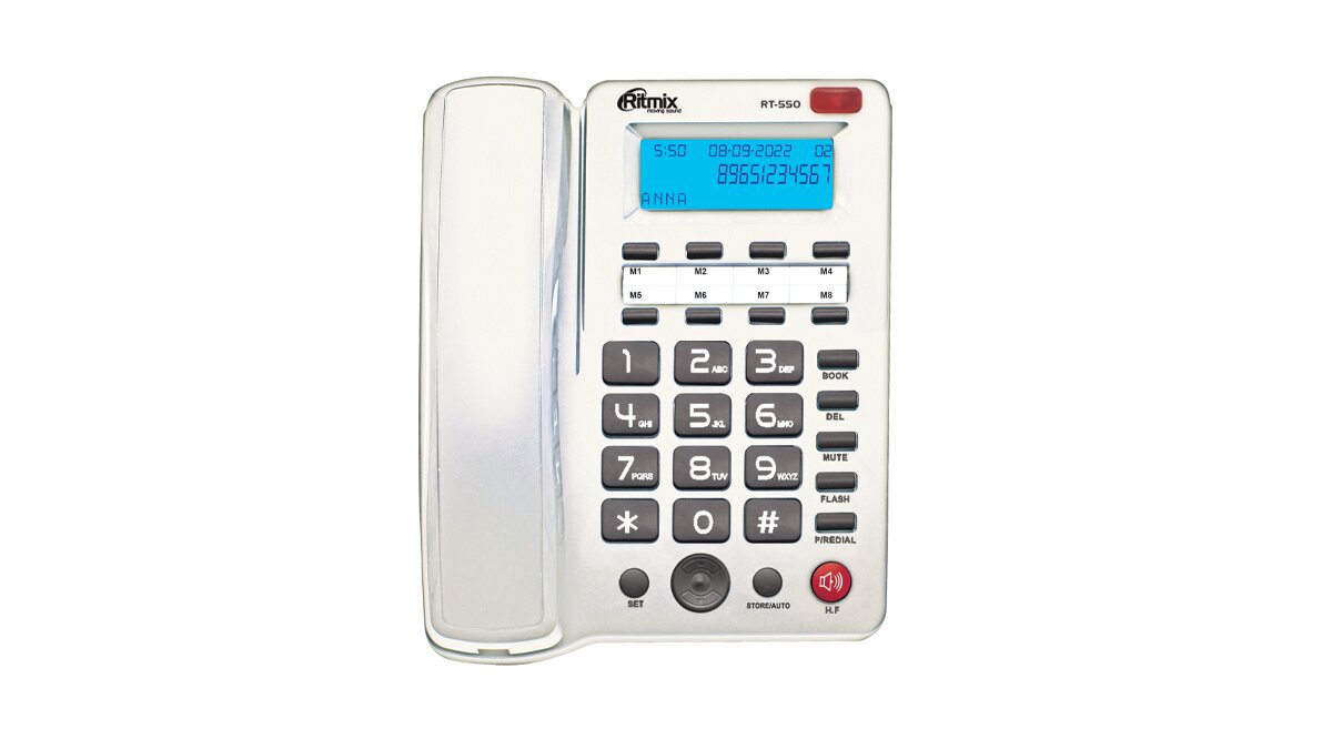 Проводной телефон Ritmix RT-550 RT-550W, белый (RT-550W)