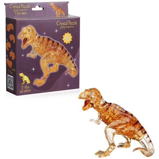 Пазл 3D CRYSTAL PUZZLE Динозавр T-Rex коричневый со стикерами