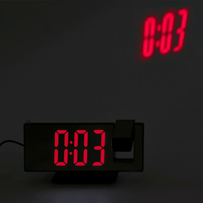 Moon Land Часы настольные электронные с проекцией: будильник, термометр, календарь, USB, 18.5 x 7.5 см - фотография № 8