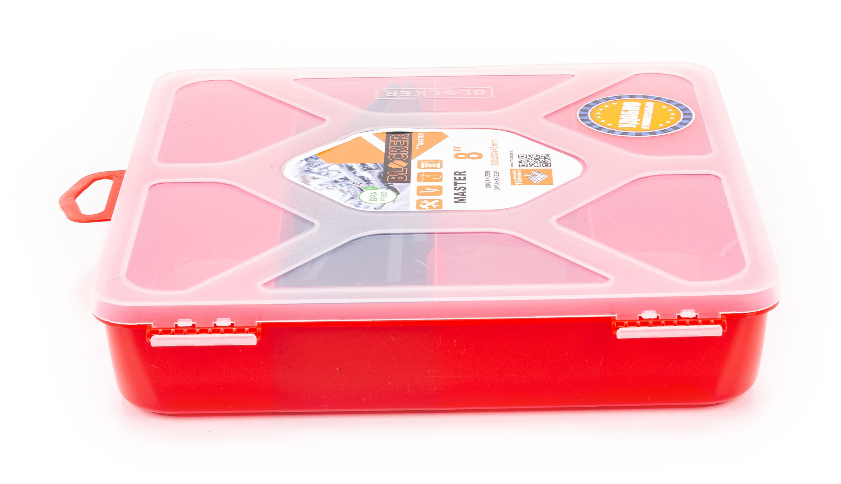 Коробка для хранения Blocker master 8 пластик красный 200Х200Х45мм - фотография № 3
