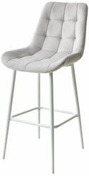 Барный стул M-CITY хофман (2 шт.) H-09 Светло-серый, велюр / белый каркас