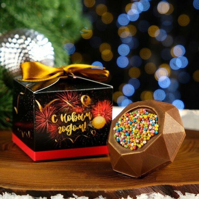 Шоколадная бомбочка с маршмеллоу "Яркого Нового года", молочный шоколад, 38 г 9196743 - фотография № 1