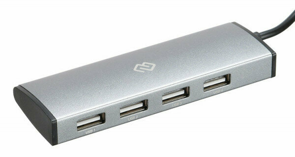 Разветвитель USB-C Digma HUB-4U2.0-UC-DS 4порт. серебристый HUB-4U2.0-UC-DS