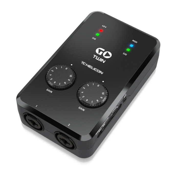 TC Helicon GO TWIN аудио/midi интерфейс для мобильных устройств, 2 входа XLR/Сombo Jack, питание USB