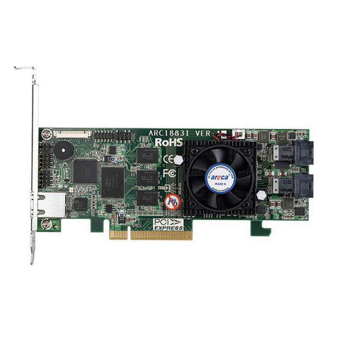 ARC-1883i PCIe 3.0 x8 Low Profile, SAS/SATA 12G, RAID 0,1,5,6,10,50,60, 8port (2*int SFF8643), Cache 2GB (аналог LSI00462 9361-
