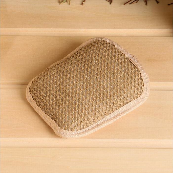 фото Мочалка ЭКО джут-хлопок, с ручкой, 14х12х3 см