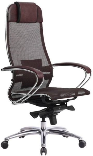 Кресло офисное метта SAMURAI S-1, сверхпрочная ткань-сетка, темно-коричневое