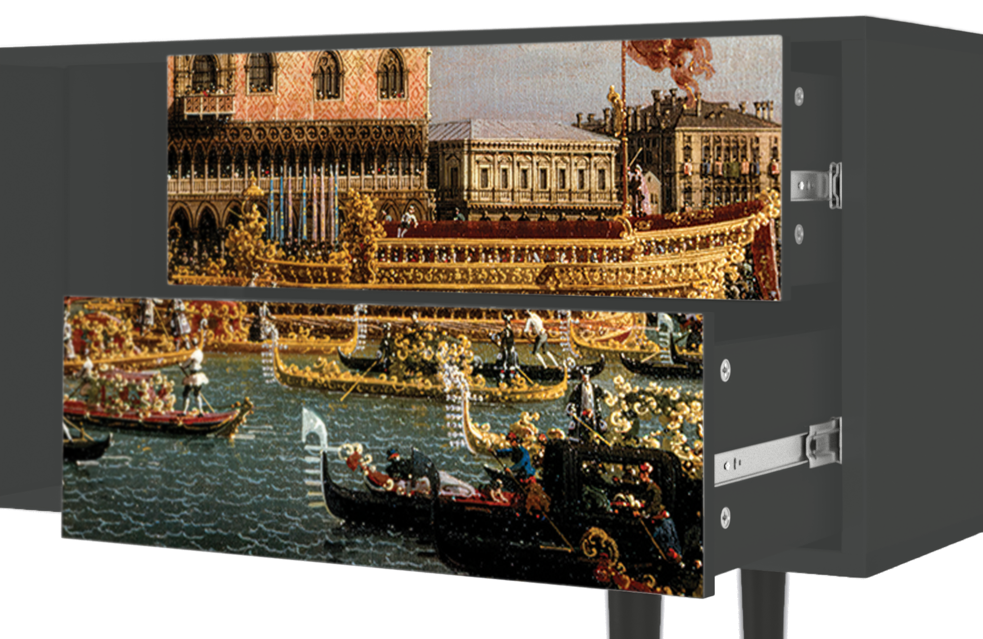 ТВ-Тумба - STORYZ - T1 The Bucintoro at the Molo on Ascension Day by Canaletto, 170 x 69 x 48 см, Антрацит - фотография № 5