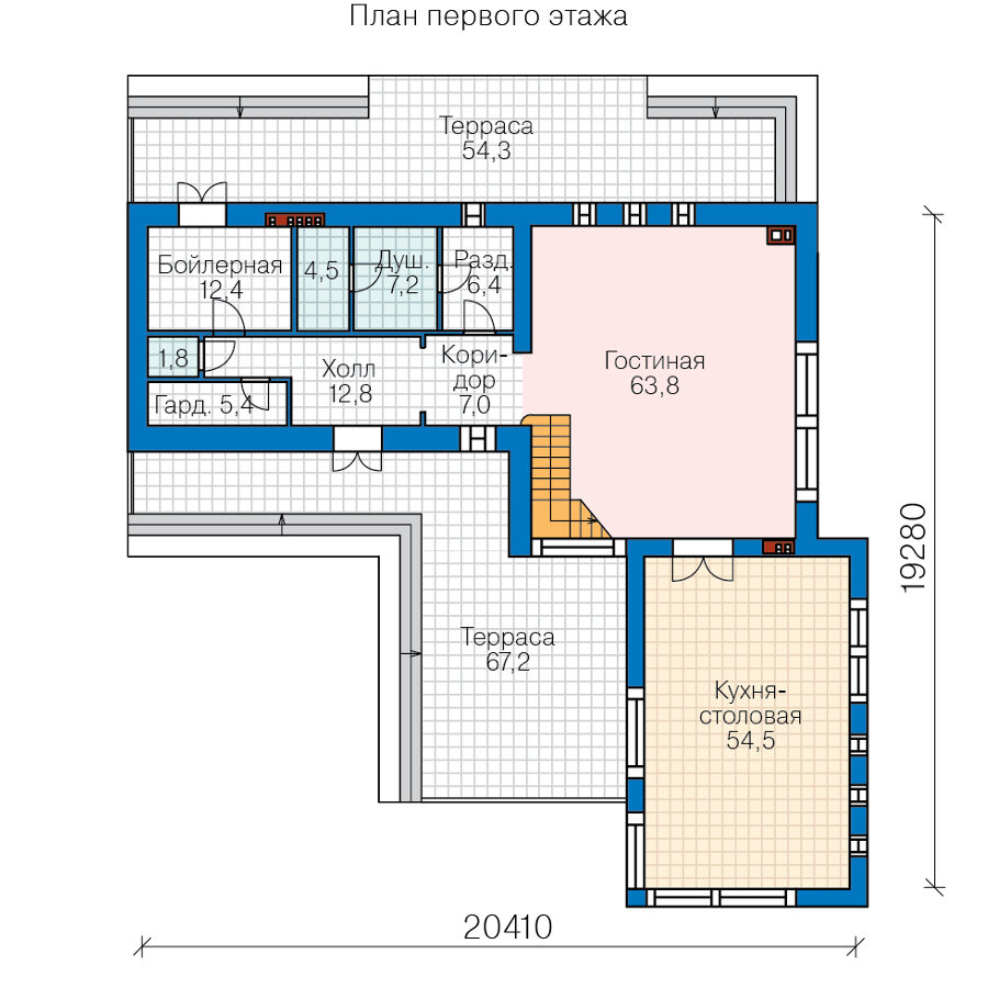 40-84AL-Catalog-Plans - Проект двухэтажного кирпичного дома с террасой - фотография № 2