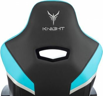 Игровое кресло Knight Thunder 5X черный/голубой эко.кожа крестов. металл - фотография № 13