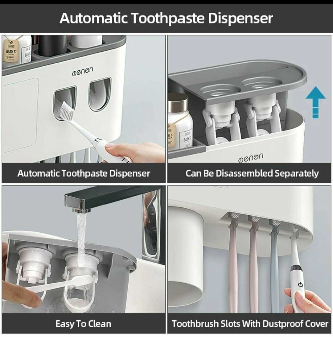 Умное подставка для зубных щеток, автоматический дозатор зубной пасты - фотография № 3