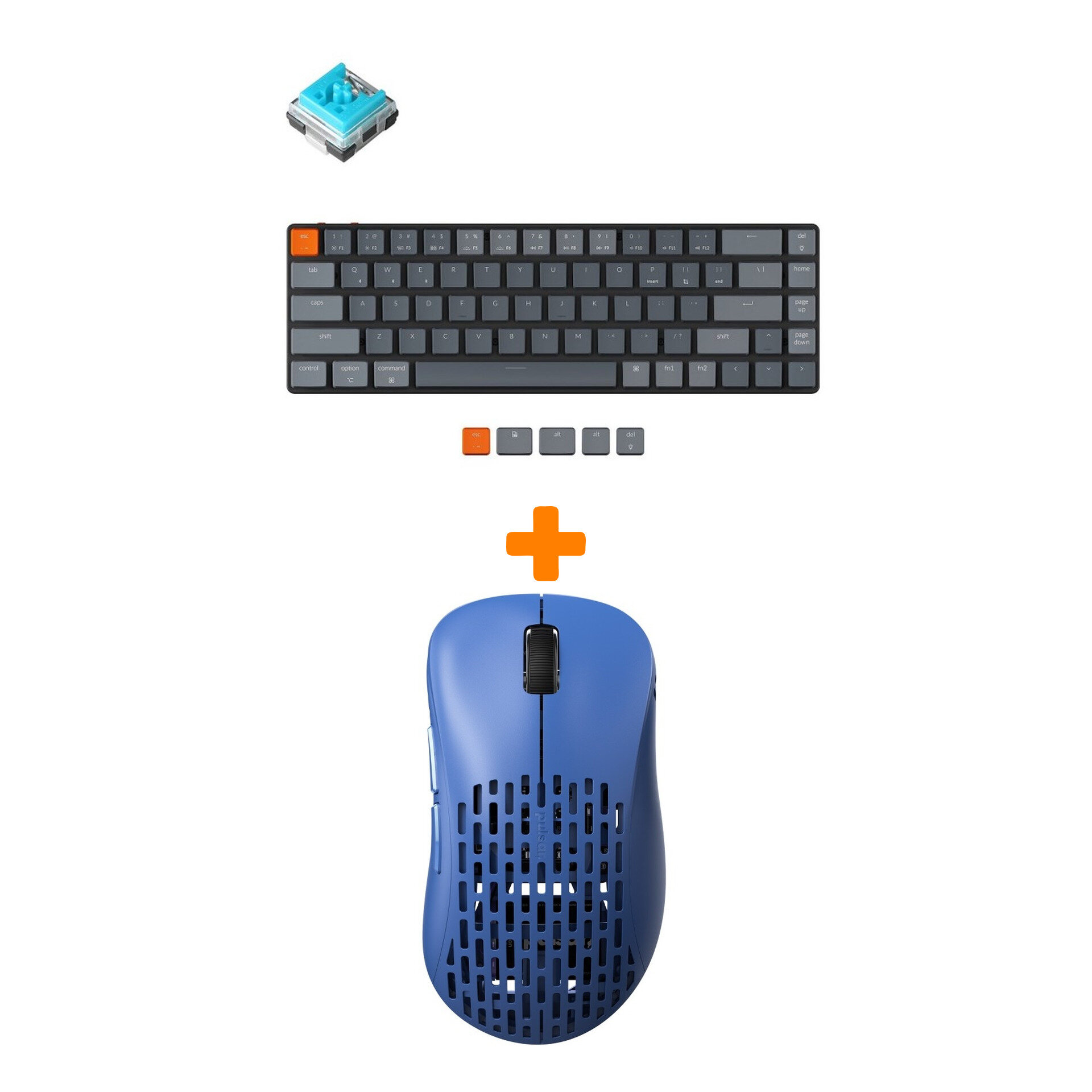 Набор Мышь Pulsar Xlite Wireless V2 Competition Blue + Клавиатура Keychron K7 Low Profile, RGB, Blue Switch