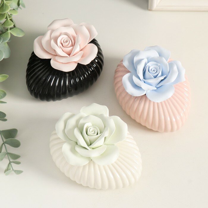 фото Аромадиффузор керамика "Роза" овал неправильный микс 6,5х11х8 см