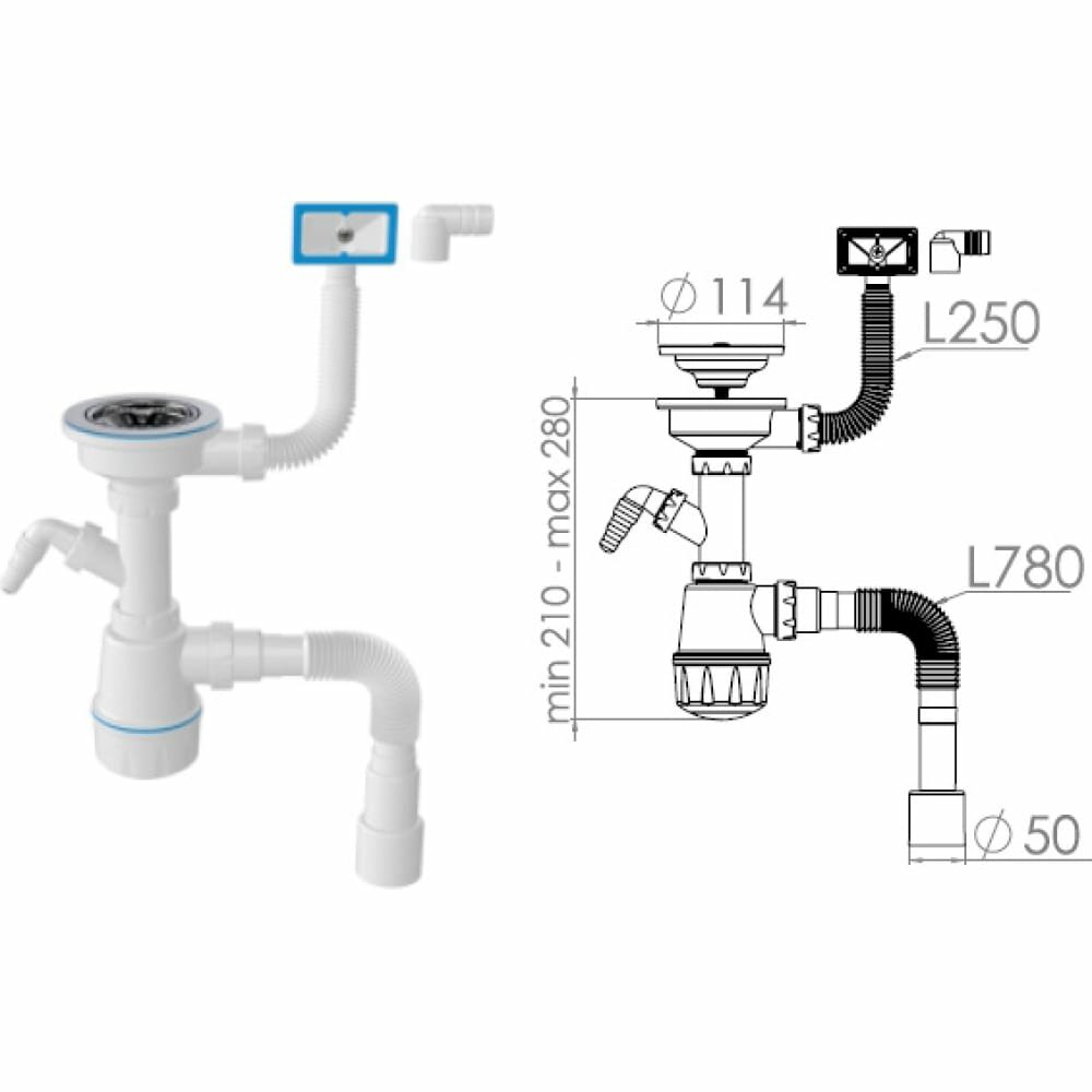 фото Сифон для кухни AV Engineering ave129740