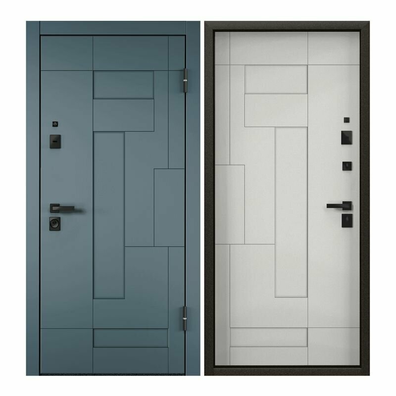 Дверь входная для квартиры Torex Defender X 950х2050 правый, тепло-шумоизоляция, антикоррозийная защита, замка 4-го класса защиты, синий/белый - фотография № 1