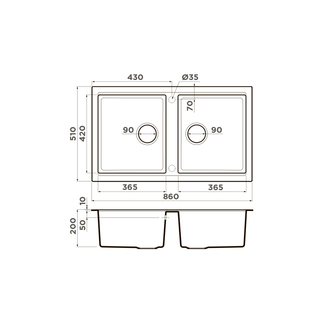 Кухонная мойка Omoikiri Tedori 86-2-DC Tetogranit, тёмный шоколад 4993928 - фотография № 2