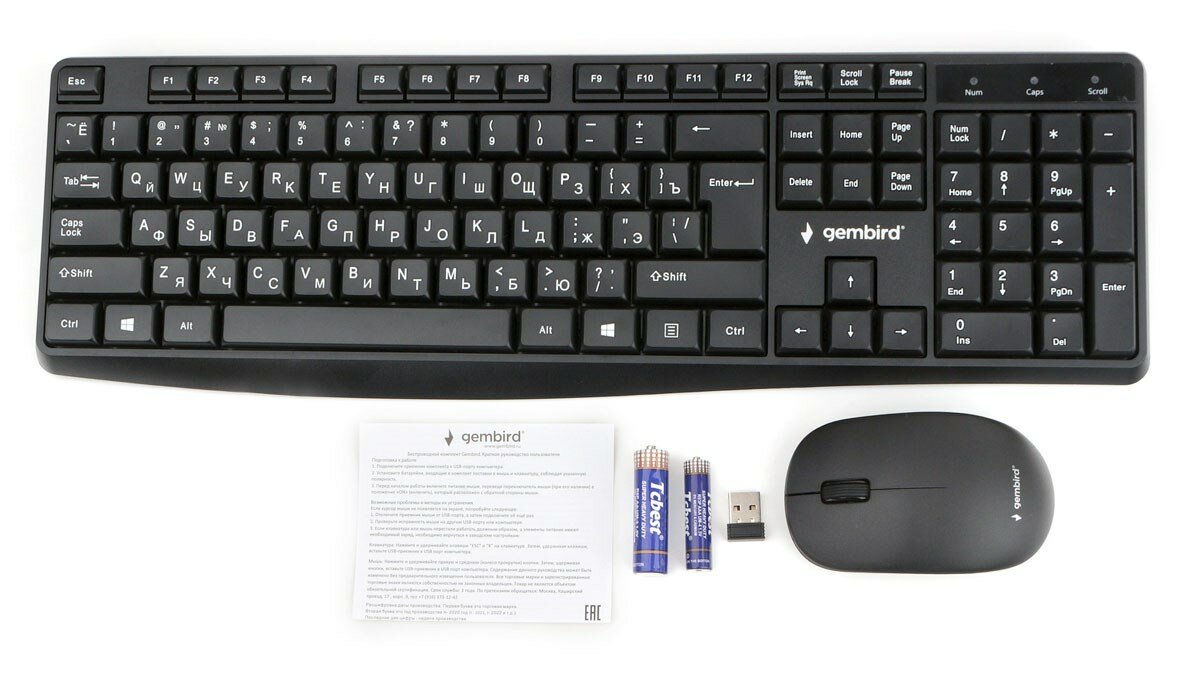 Клавиатура и мышь Wireless Gembird 2.4ГГц, 1000 DPI - фото №5