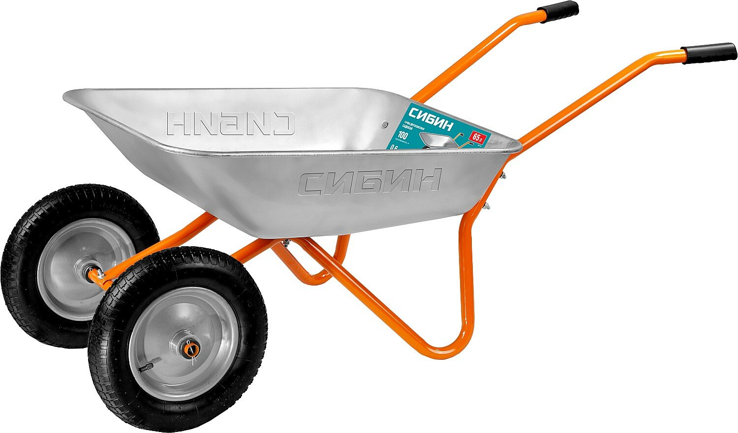 фото СИБИН СТ-21, 65 л, 100 кг, двухколесная, оцинкованная сталь, садовая тачка (39909)