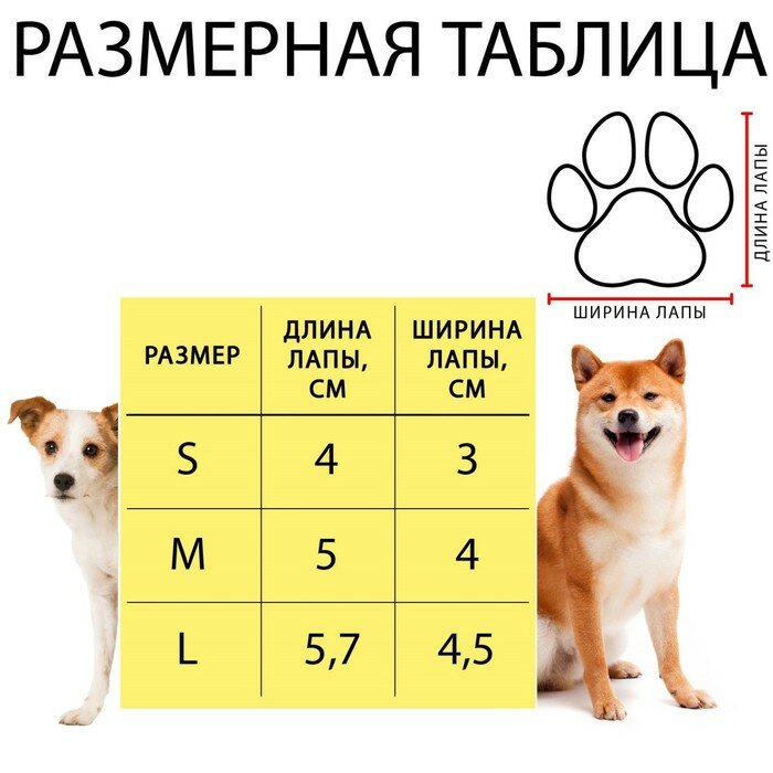 Ботинки для собак "Уют" с утяжкой, набор 4 шт, размер 3 (4, 5 х 3, 5 см), чёрные - фотография № 6